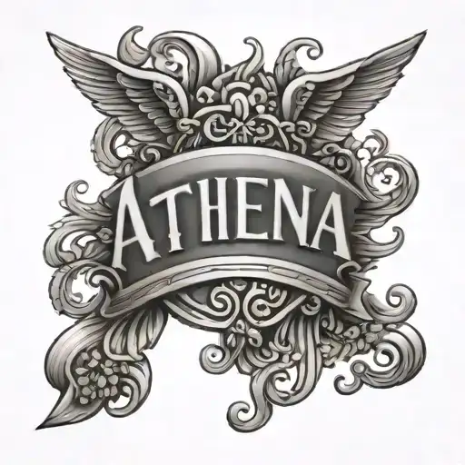 Athena written name tattoo simply tattoo design idea