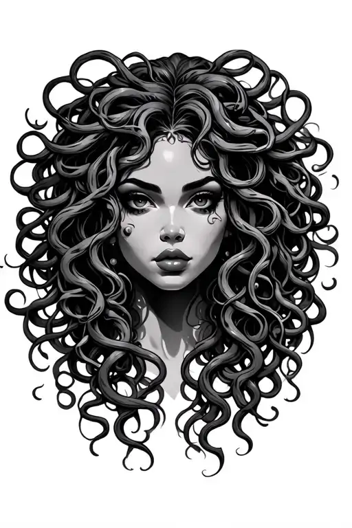 black women baddie medusa tattoo design idea