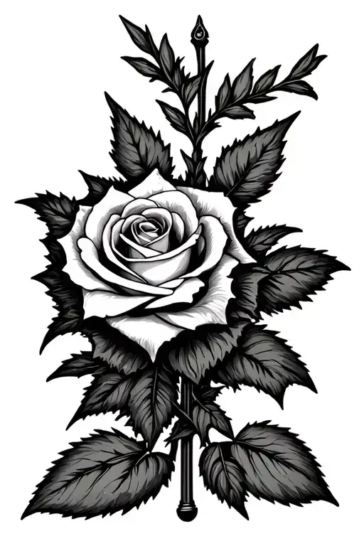 "Rosemary" cross and a rose tattoo design idea