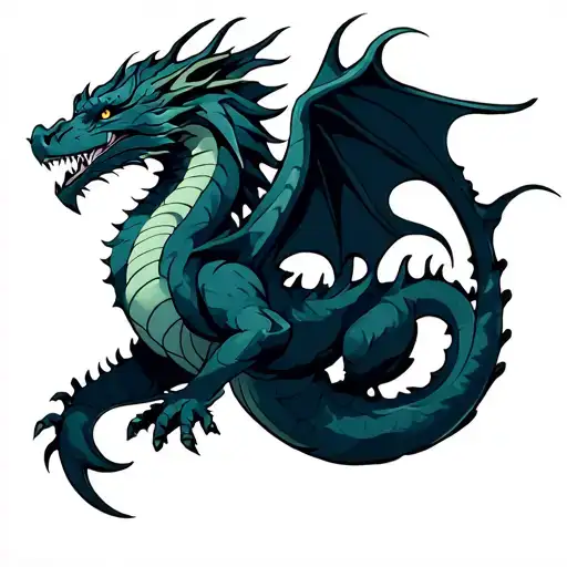 The Dragon in the Scandinavian style, with Slavic Sivols, the tail swims over the tail tattoo design idea