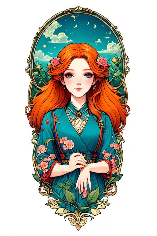 Gran mamare from Ponyo in art nouveau style  tattoo design idea
