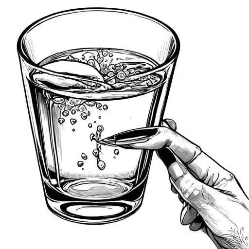 minamilist line art "glass half full" inscribed 'tumbler' glass tattoo design idea