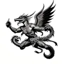 aztec god quetzalcoatl fighting demons fighting tattoo design idea