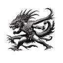 aztec god quetzalcoatl fighting demons fighting tattoo design idea