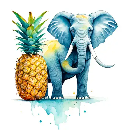infertility journey with pineapple and elephant playing tattoo design idea