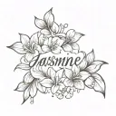 Jasmine Cursive font tattoo design idea