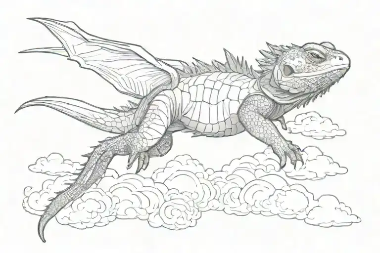 bearded dragon sky diving tattoo design idea