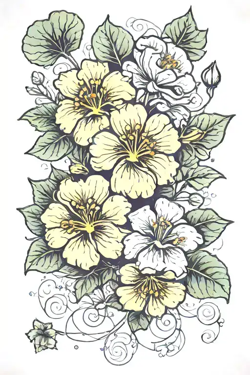 garden nasturtium flowers tattoo design idea