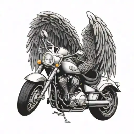 motorcycle chain angel wing tattoo design idea