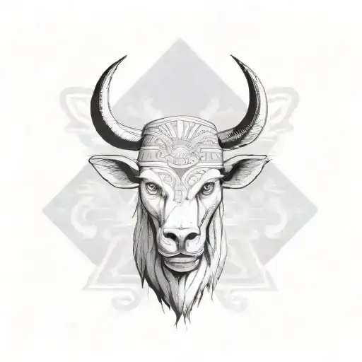 filipino flag or hat on carabou. fierce but calm. resolute. tattoo design idea