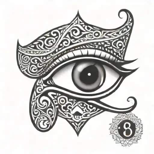 eye of horus eye and number tattoo design idea