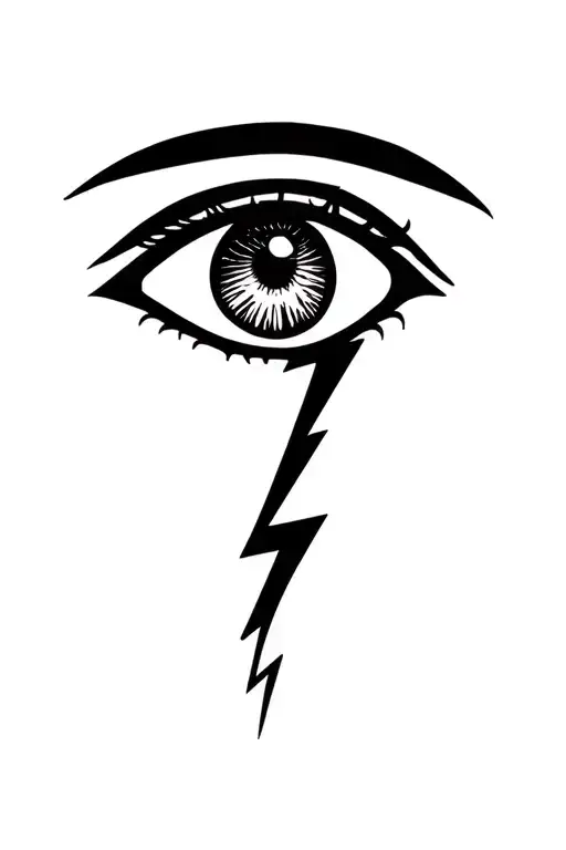 eye with lightning striking tattoo design idea