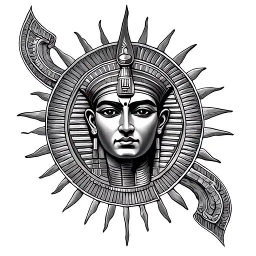 masculine egypsian Ra sun god tattoo design tattoo design idea