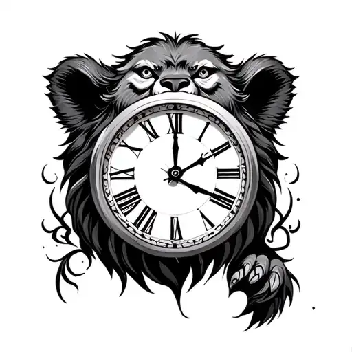 clock bear lion Hudson Bodhi owen tattoo design idea