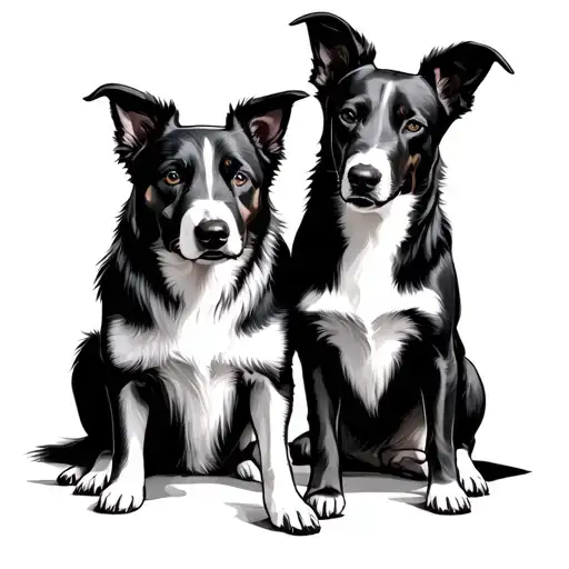 memorial of 4 dogs sitting together tattoo design idea