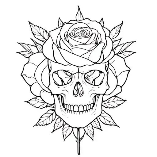 rose with a skull inside it, gothic inspired tattoo tattoo design idea