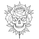 rose with a skull inside it, gothic inspired tattoo tattoo design idea