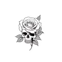 rose with a skull inside it, gothic inspired tattoo tattoo design idea