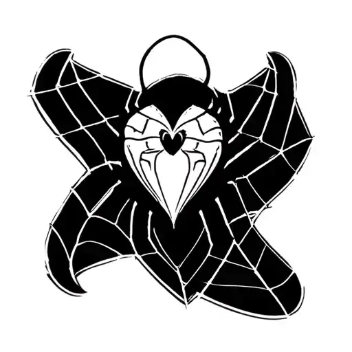 spider with love heart and webs surrounding tattoo design idea