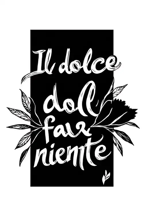 "Il dolce far niente" italics along one tattoo design idea