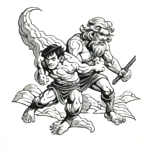Cain and Abel with rock tattoo design idea