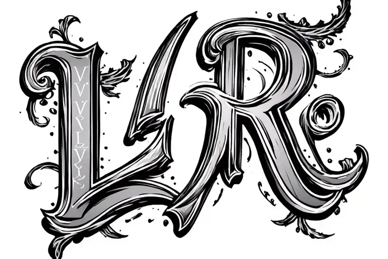 "L, R" Vicking La Vie tattoo design idea