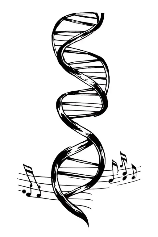 Music books Dna chain and tree tattoo design idea