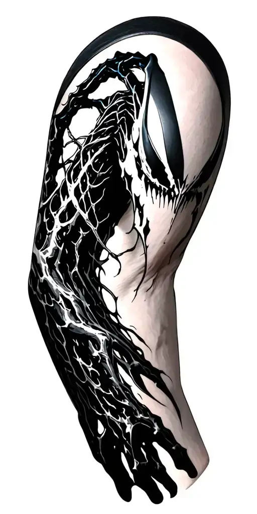 symbiote arm sleeve tattoo design idea