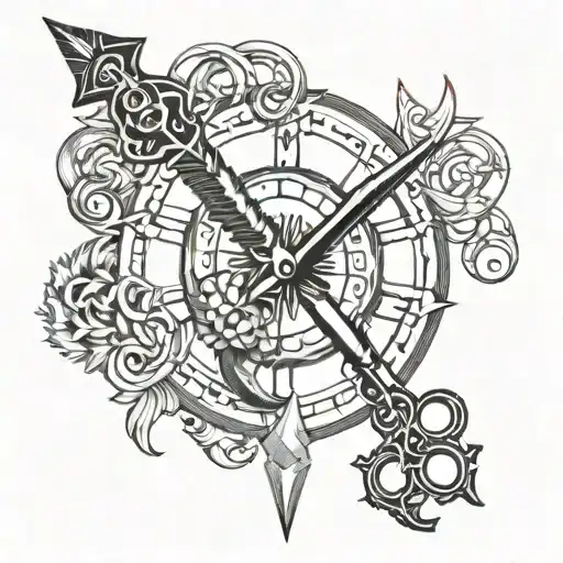 The Khand change circle to single friendship chain, change Kirpans to open v barber scissors  tattoo design idea