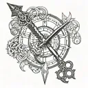 The Khand change circle to single friendship chain, change Kirpans to open v barber scissors  tattoo design idea