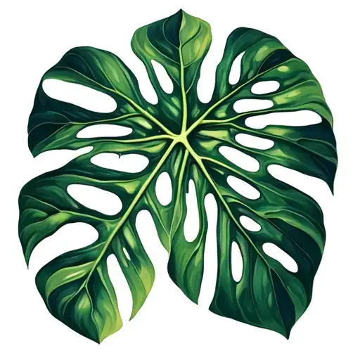 monstera leaf with semicolon inside tattoo design idea
