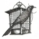 a bird that does not fly from a cage with an open door tattoo design idea