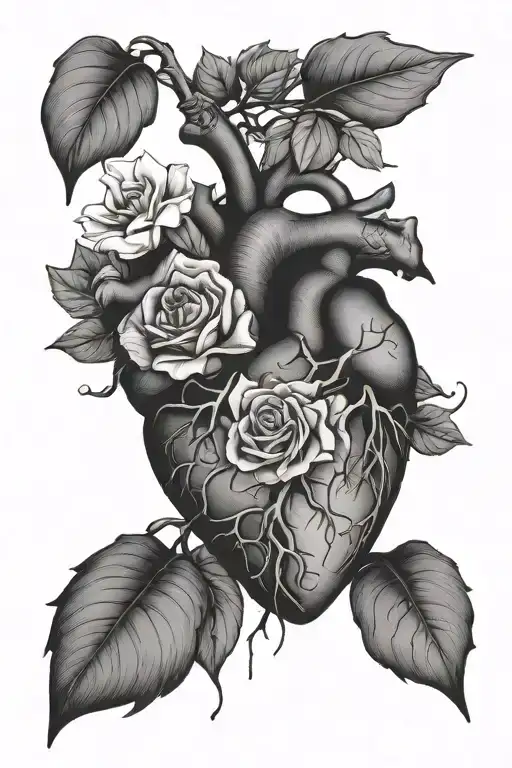 broken heart nature design featuring iconic symbols tattoo design idea