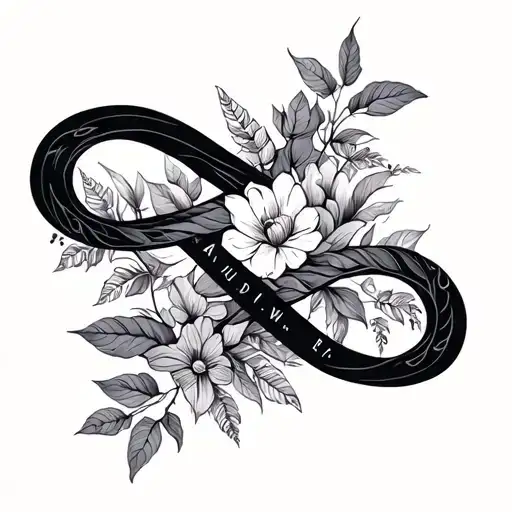 infinity symbol & name & nature tattoo design idea