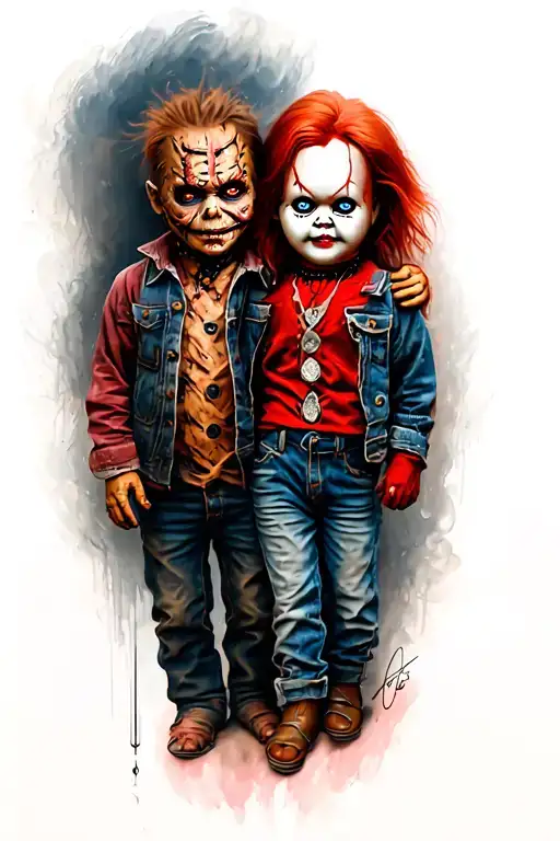 Freddy Krueger and chucky doll tattoo design idea