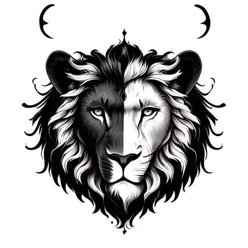 Gemini and leo sign togerther tattoo design idea