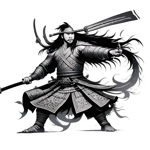 china samurai warrior tattoo design idea