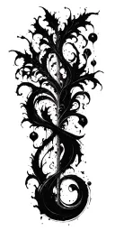 High contrast brush-like strokes dark aesthetic surrealist gothic blackwork otherworldly ornamental abstract sigilism tattoo design idea