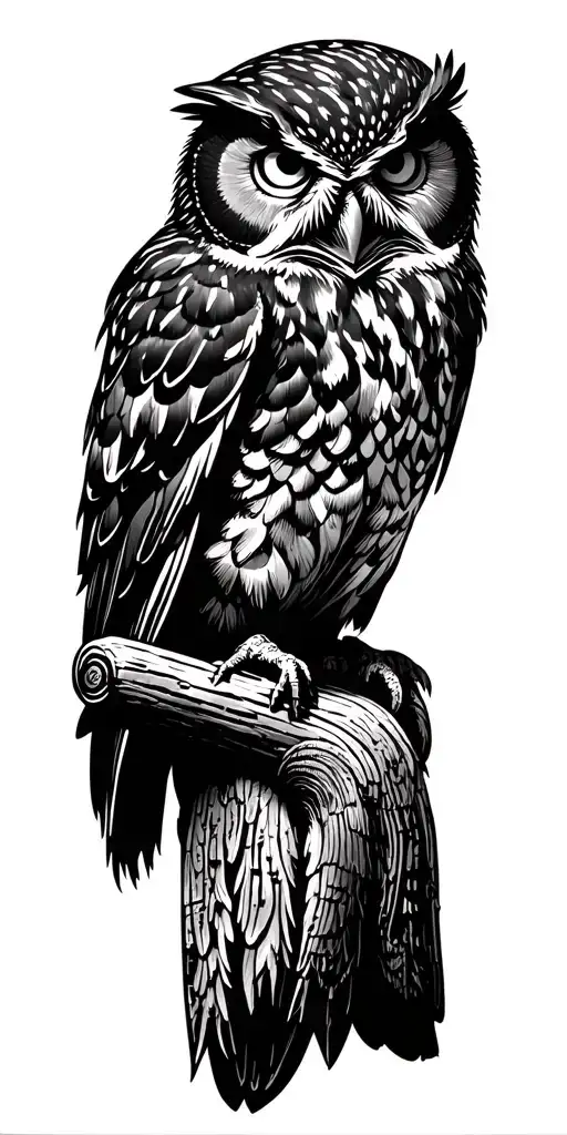 small hints of woodworking, hiking trail, nature, owl tattoo design idea