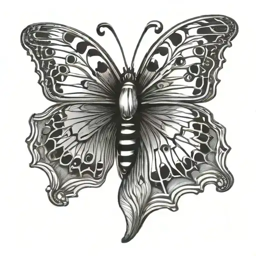 butterfly zipper pull him tattoo design idea