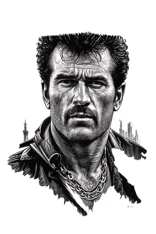 mad max mel gibson movie scene tattoo design idea