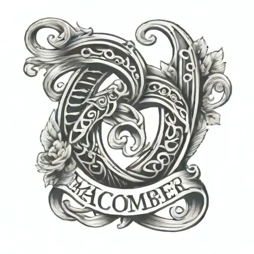lucky horseshoe with Macomber written in it tattoo design idea