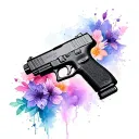 Woman and Glock 17 pistol tattoo design idea