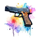 Woman and Glock 17 pistol tattoo design idea