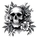 filigree and skull tattoo design idea