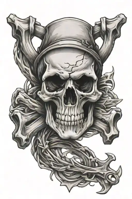 skull and crossbones tattoo design idea