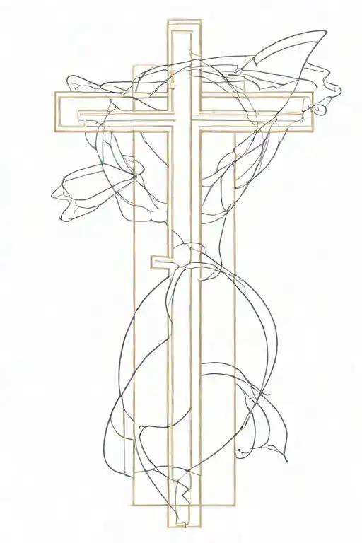 cross feminine plain tattoo design idea