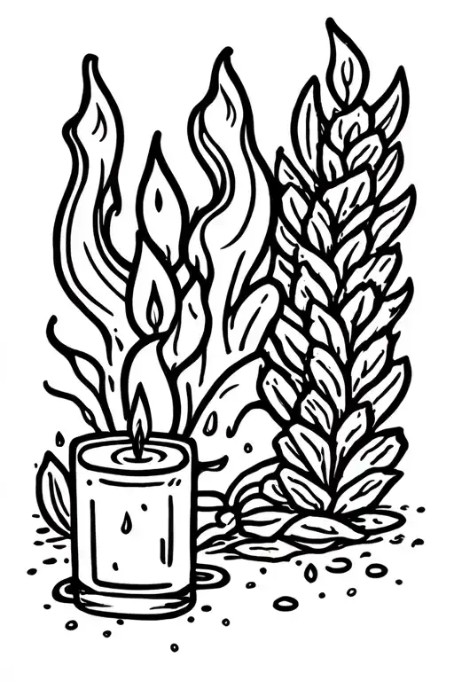 hygge candle burning tattoo design idea