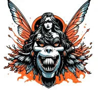 fairy riding on a rocket ship tattoo design idea