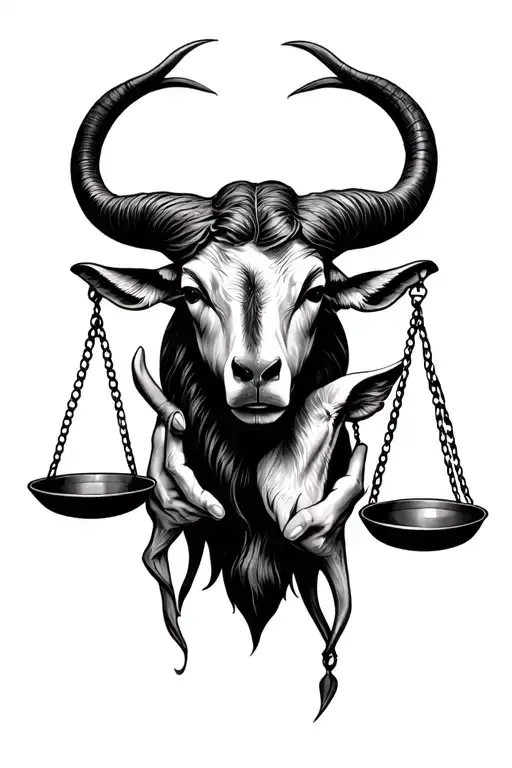 libra scales holding Aries and Taurus tattoo design idea